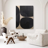 Large Black Minimalist Painting Black Minimalist wall art Black plaster art Black canvas painting