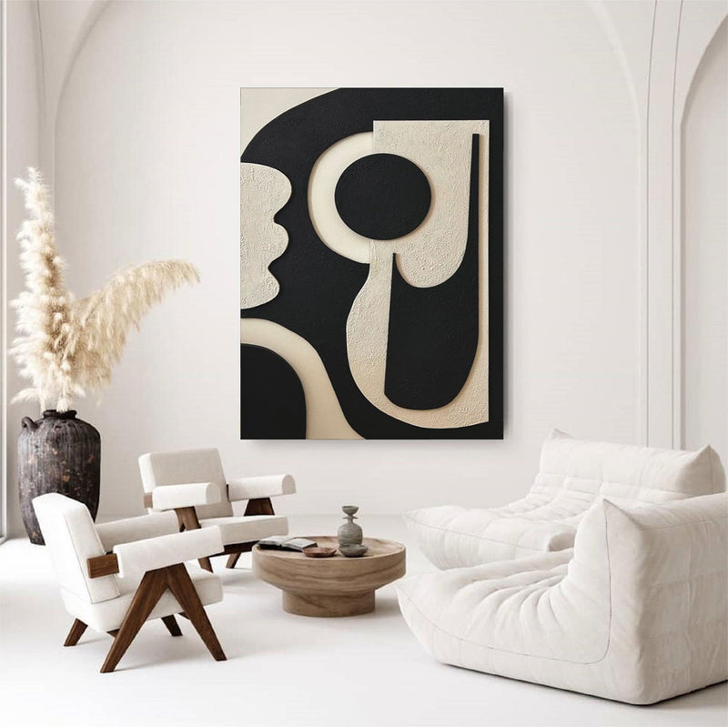 Black and Beige Minimalist Painting Black abstract Art Black Beige wall art Black Beige Painting