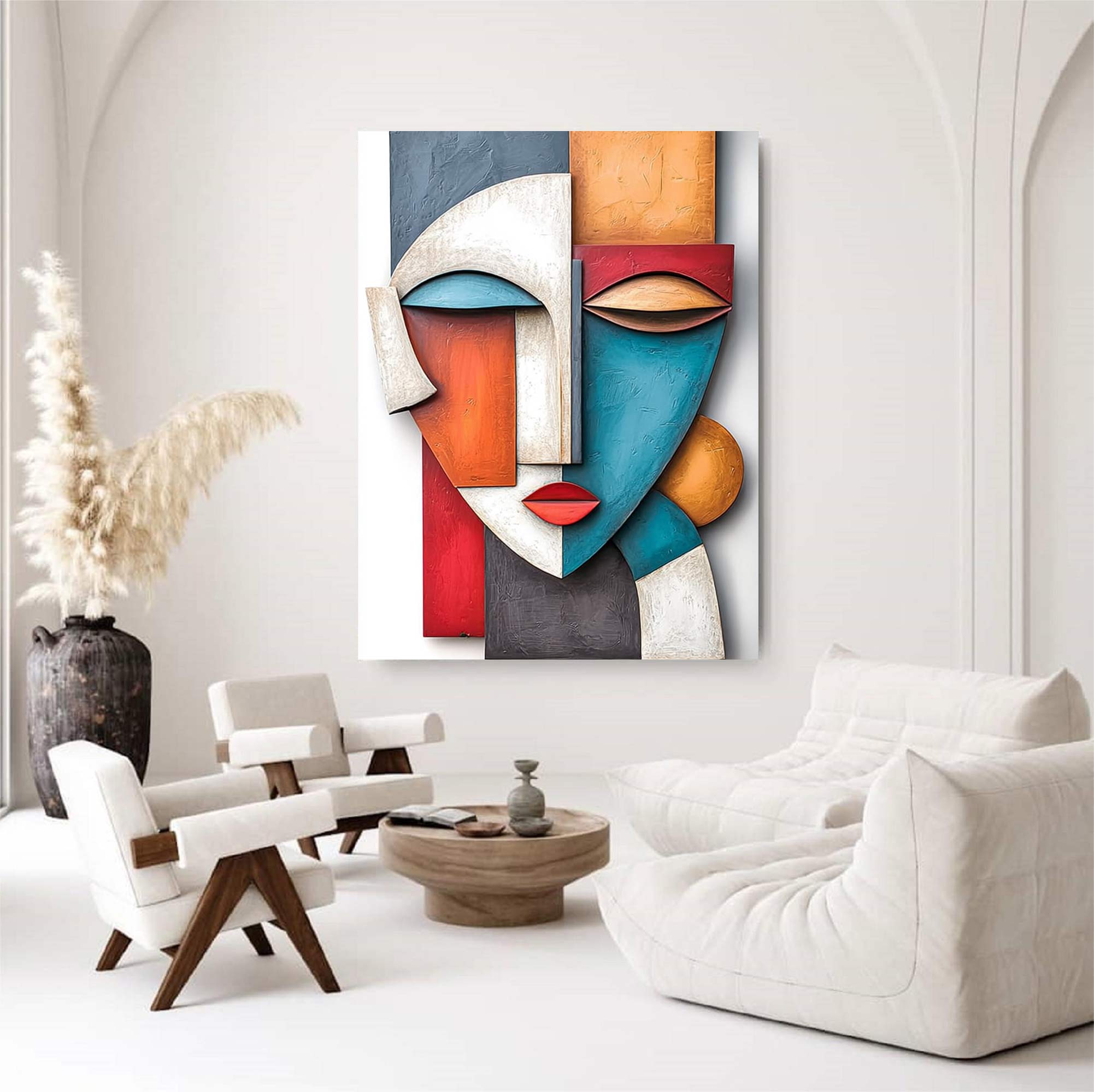 face 3D Textured Wall Decor face Sculptured art Painting Face painting