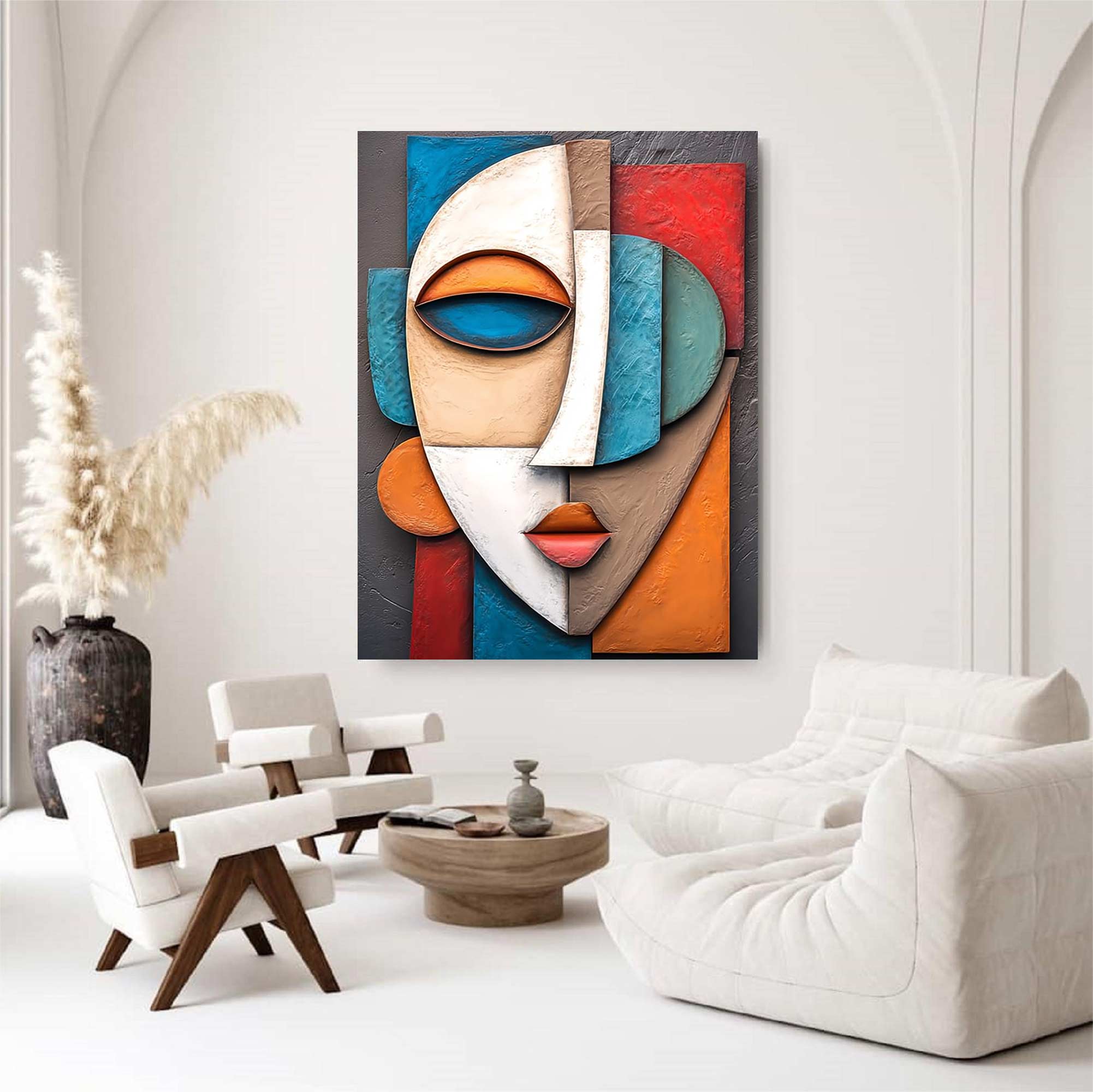 face Sculptured art Abstract Wood carving wall art Wooden wall decor Art