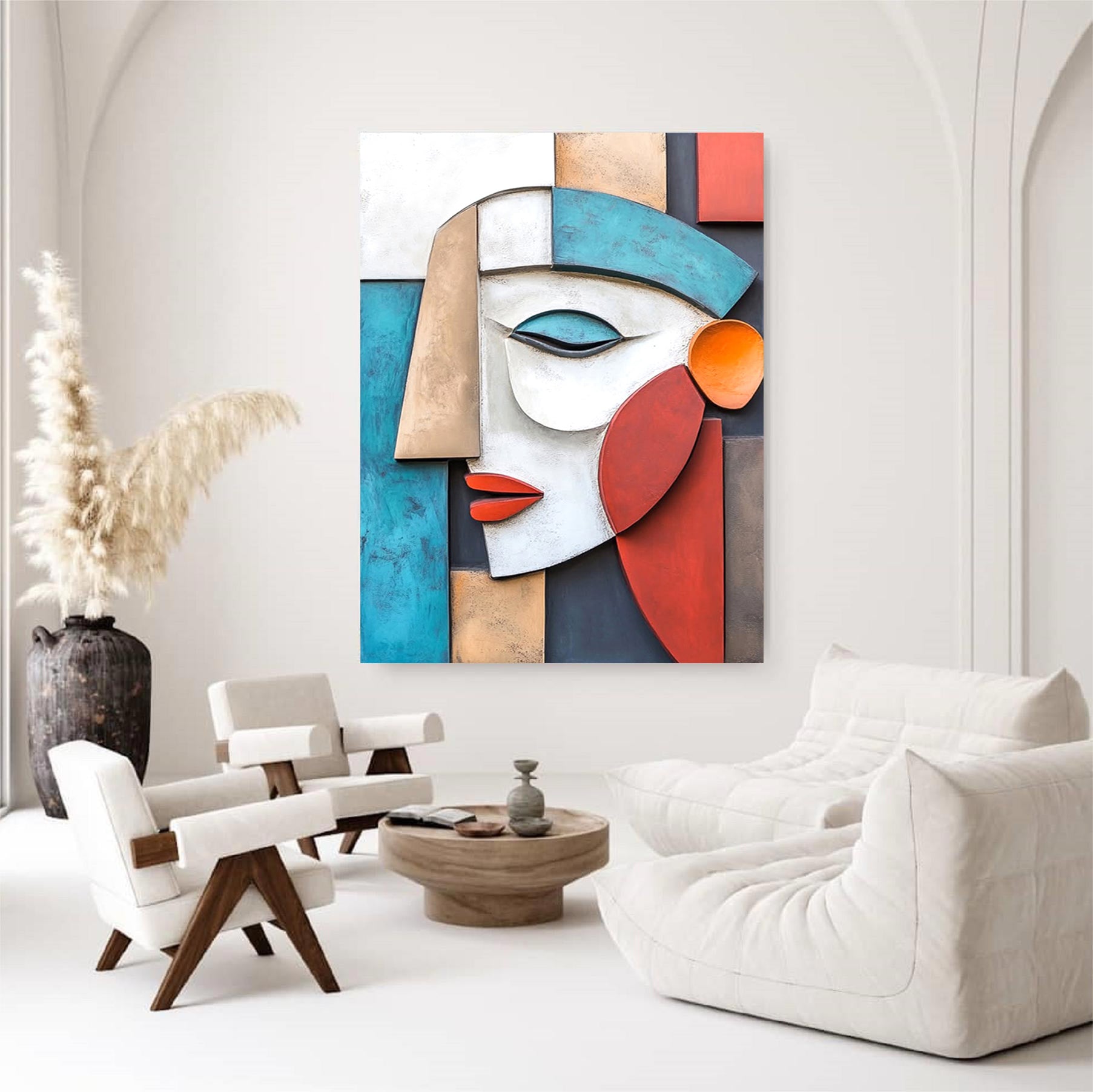 Wood carving wall art Wooden wall decor Art face 3D Textured Wall Decor