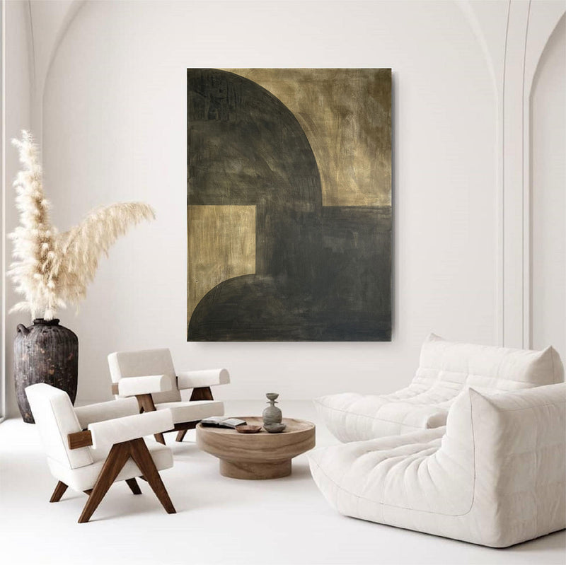 Black  and brown Minimalist Painting Black and brown abstract art Black and brown Painting