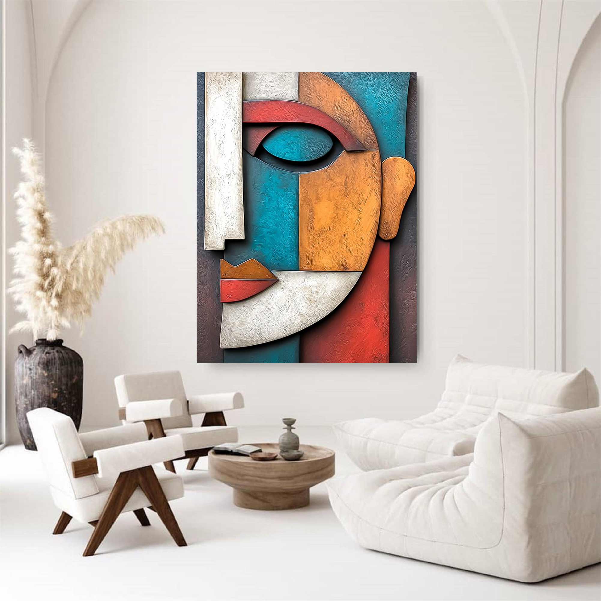 Face 3D Textured Wall Decor Face Sculptured art Painting Textured art 