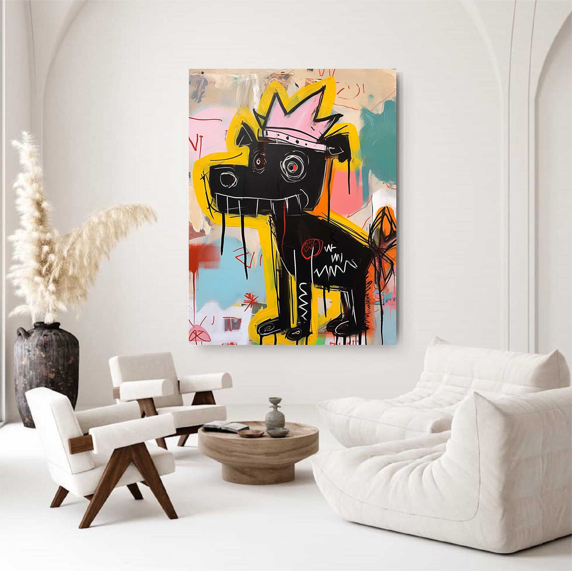 Graffiti Black Dog Painting Colorful Pop Art Street Art Dog Wall Decor