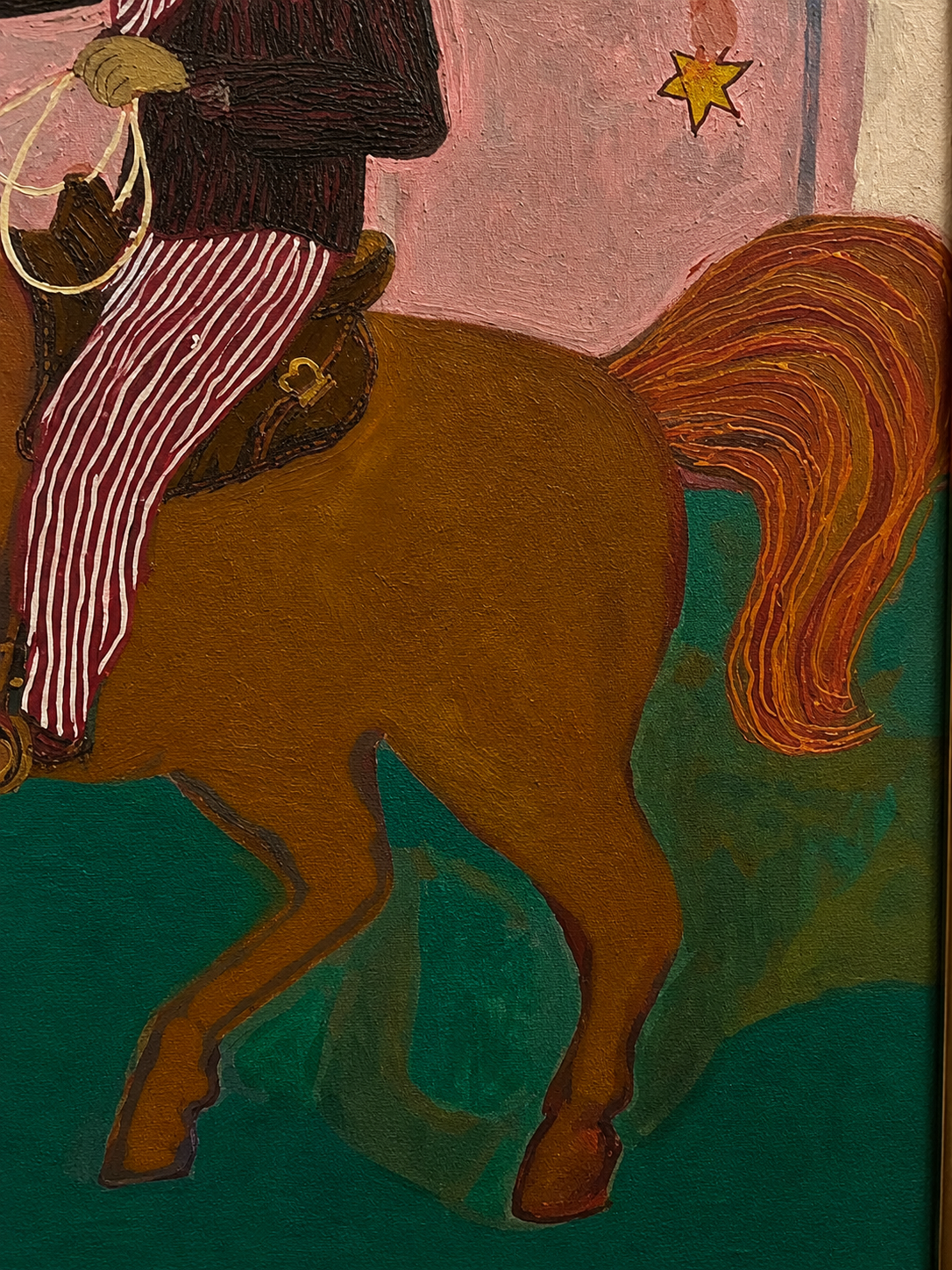Vintage Southwestern Cowboy Horse Painting Original Folk Art Canvas For Living Room Decor