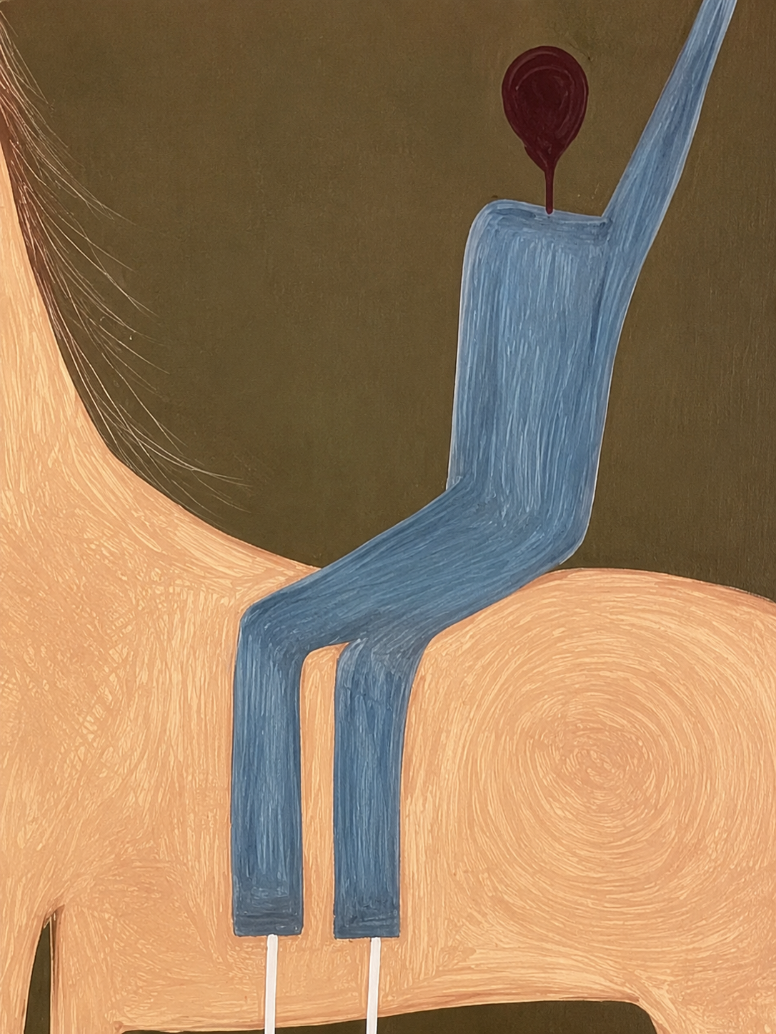 Surreal Horse And Rider Painting Modern Folk Art For Living Room Decor