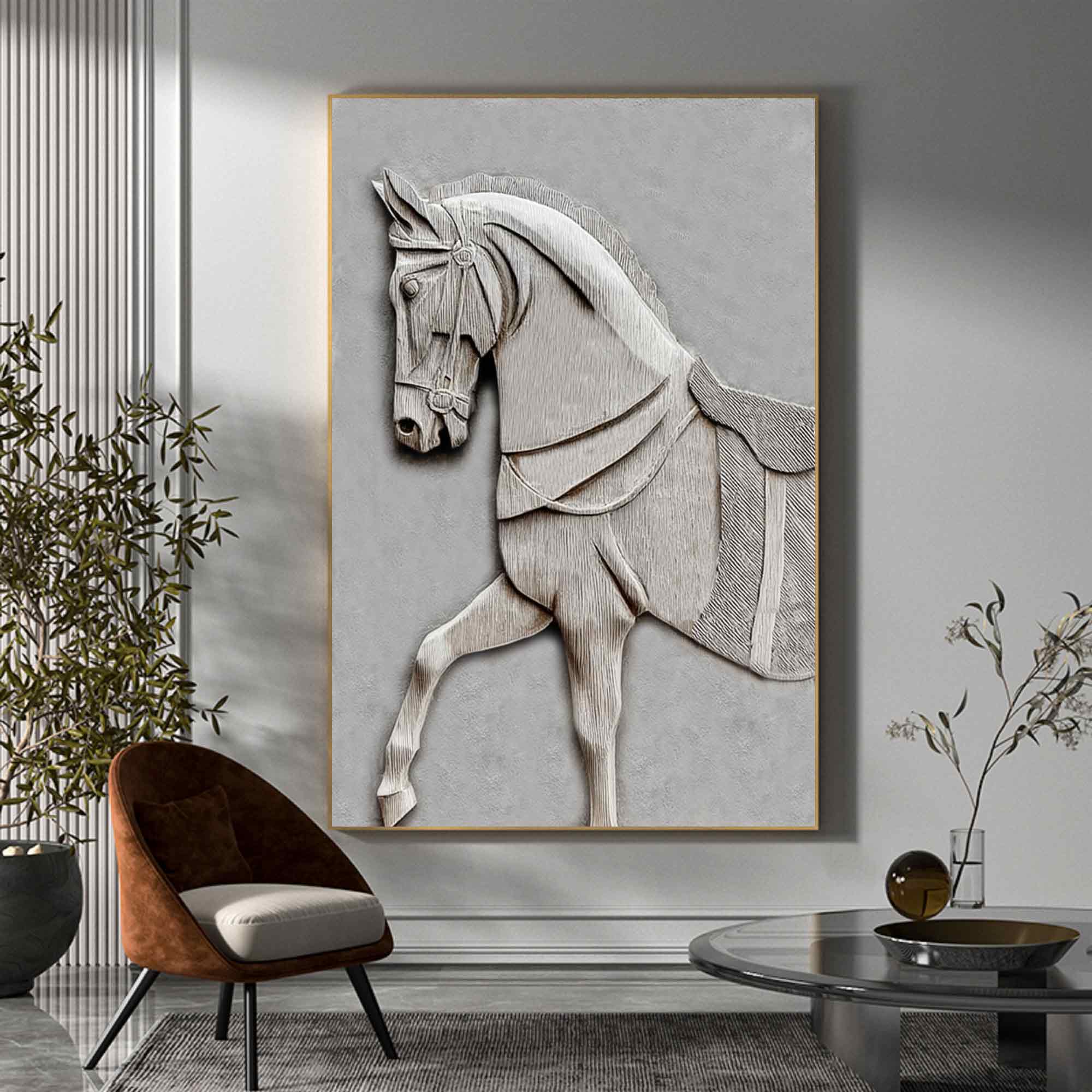 Wooden horse carvings painting, horse-shaped wood wall decor