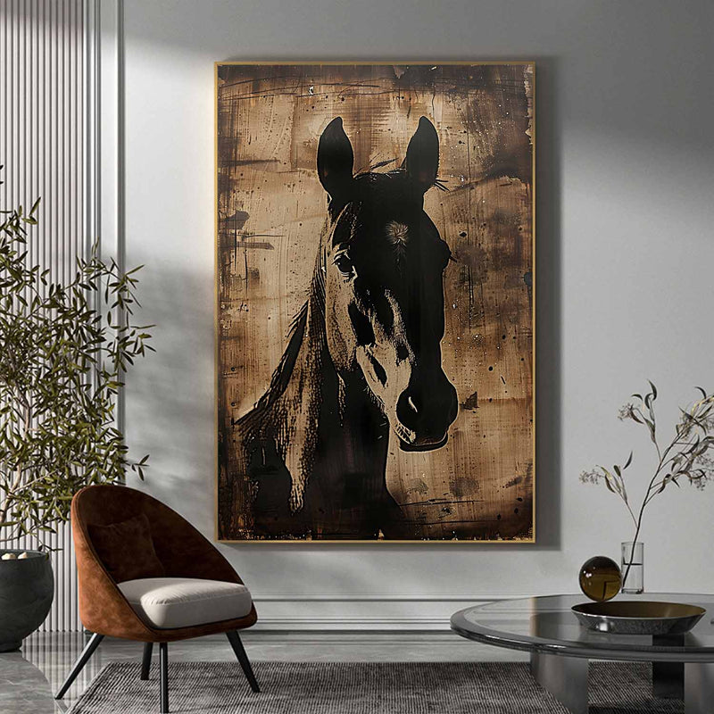 Horse oil painting brown horse painting Animal Painting horse head painting brown horse head painting