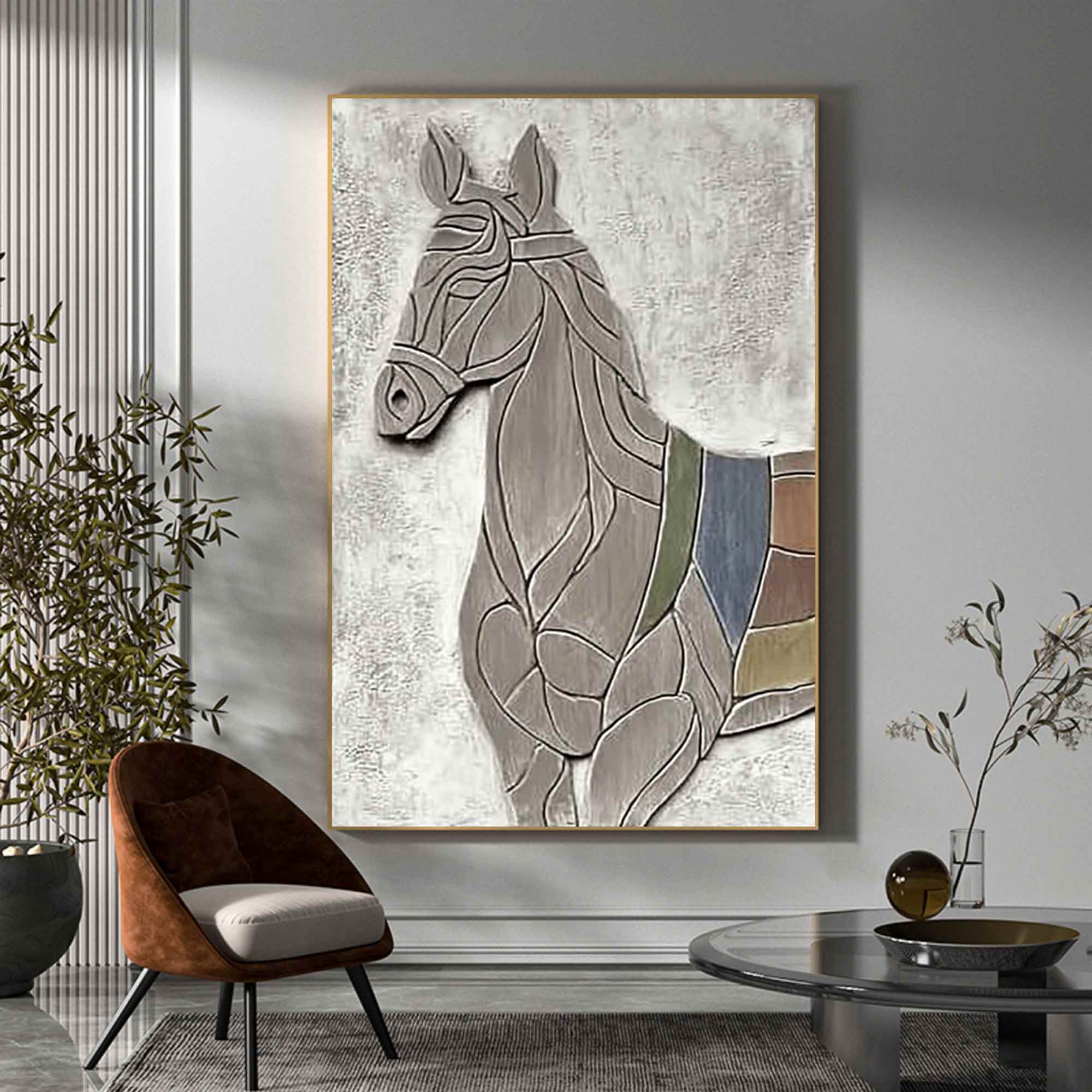 Horse Abstract wood Sculpture art Horse Textured Sculpture wall decor 