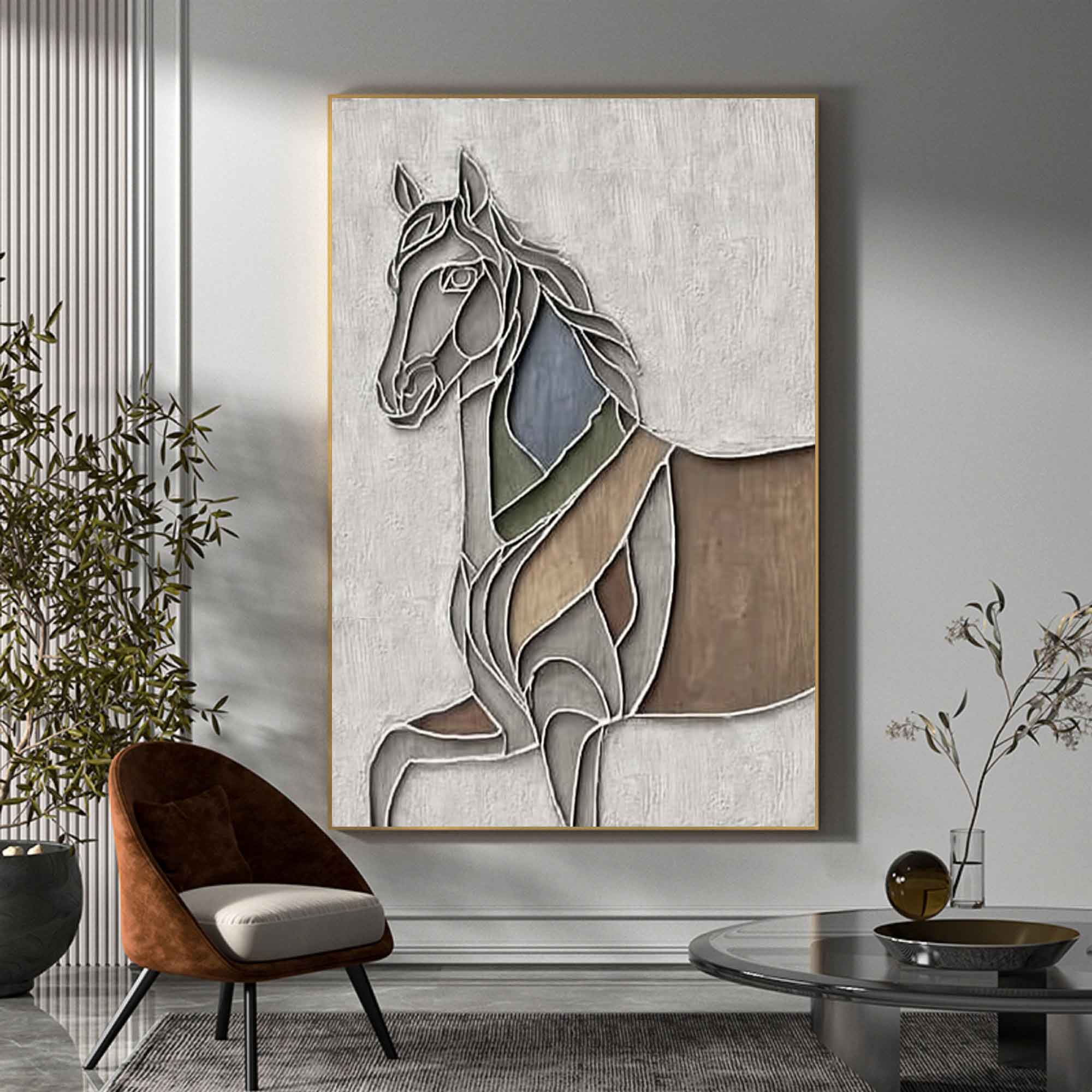 Horse Abstract wood Sculpture art Horse Textured Sculpture wall decor 