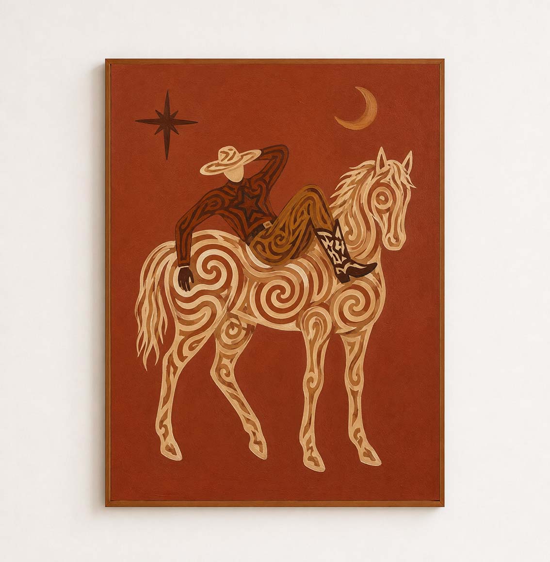 Celestial Cowboy Wall Art Rustic Ranch Cowboy Art Southwestern Folk Wall Decor