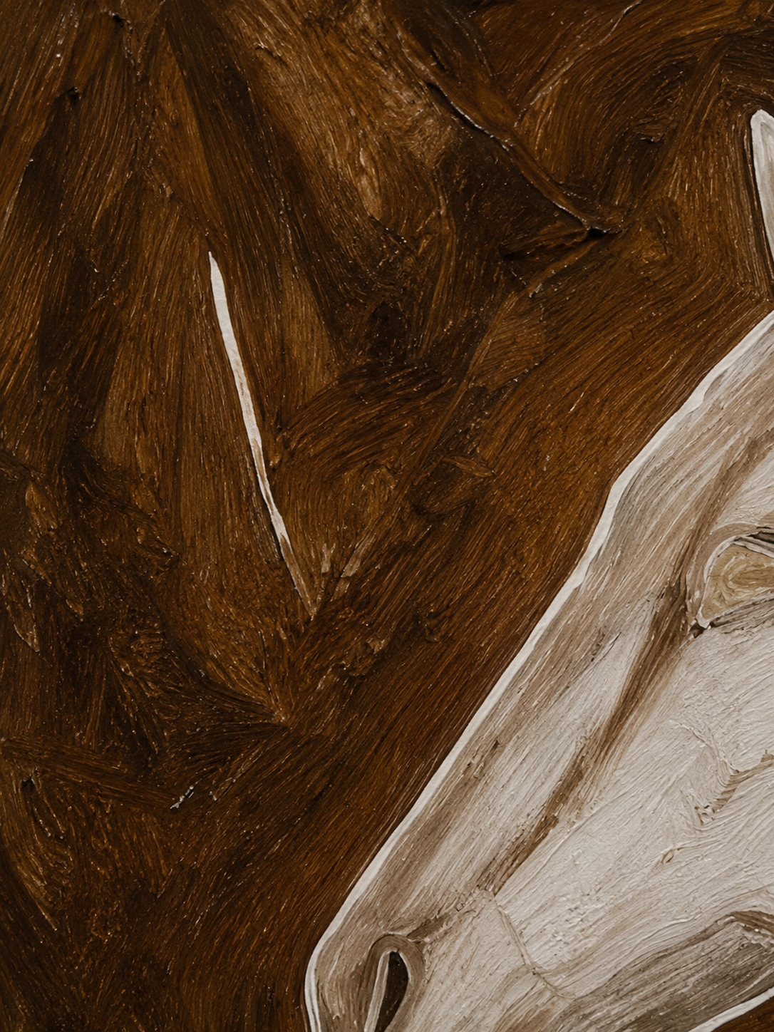 Modern Wabi Sabi Painting Of Man With Horse Brown Minimalist Wall Art
