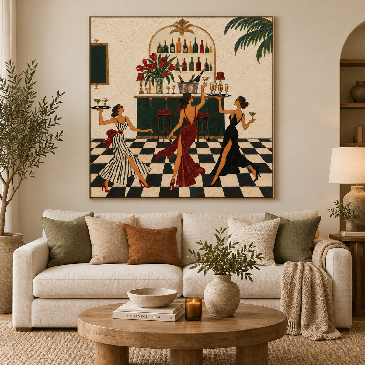 Art Deco Bar Wall Art For Dining Room And Home Bar Decor With Fashion Girls