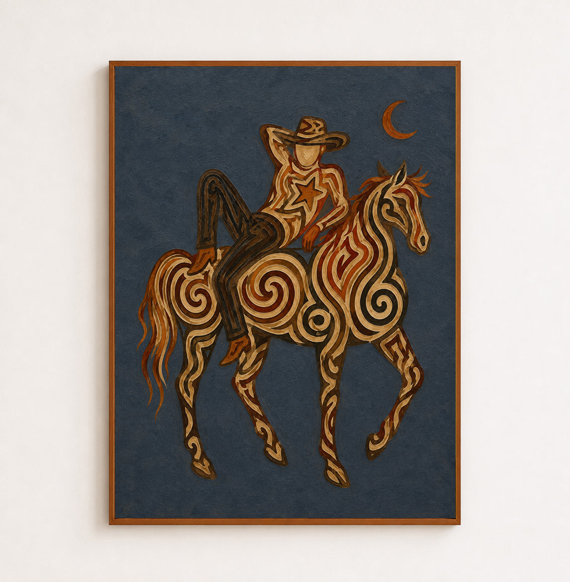 Modern Cowboy Horse Painting, Western Wall Art, Rustic Ranch Decor, Southwestern Equestrian Art