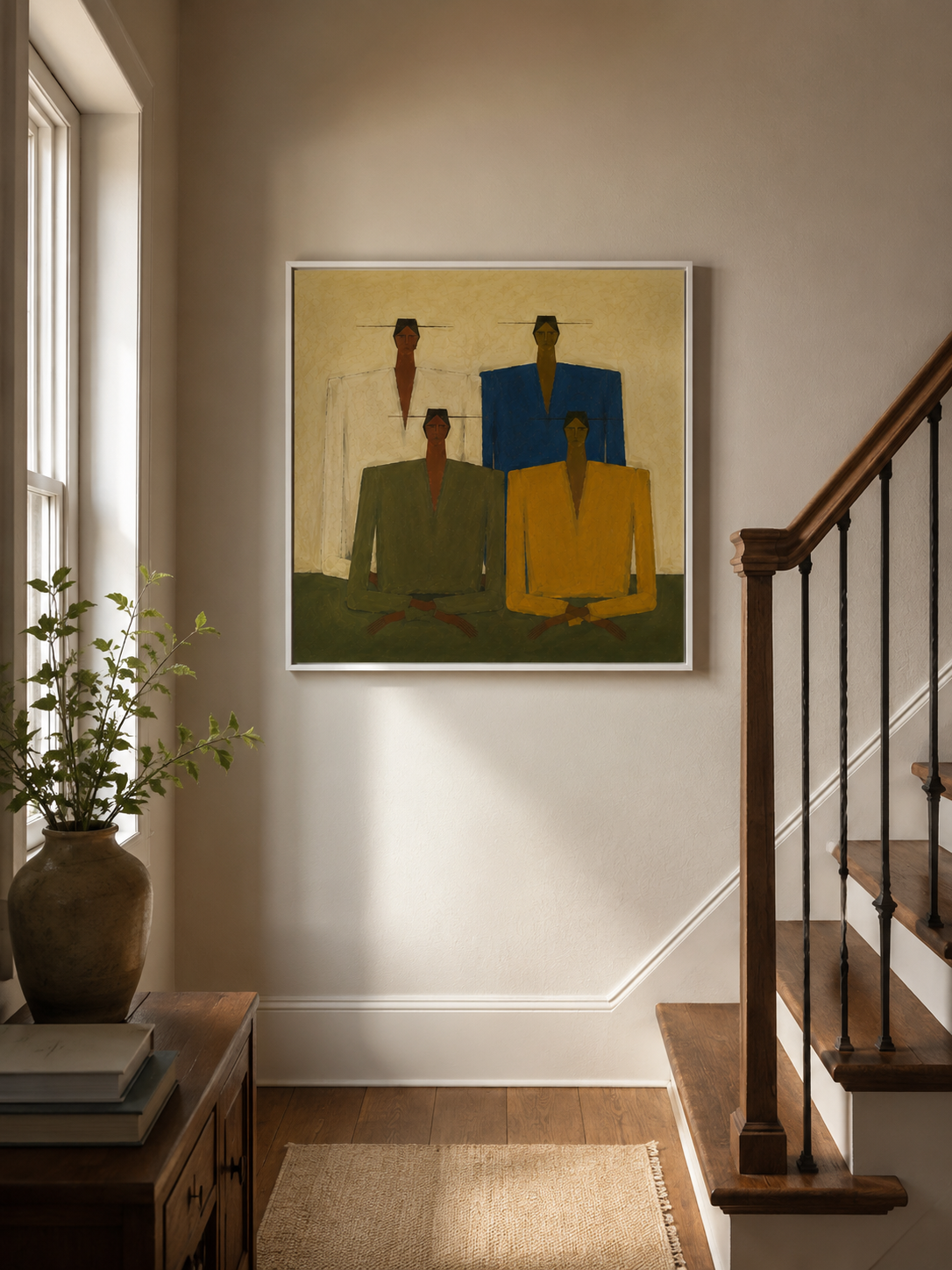 Abstract Figurative Painting With Earth Tones For Modern Living Room Wall Decor