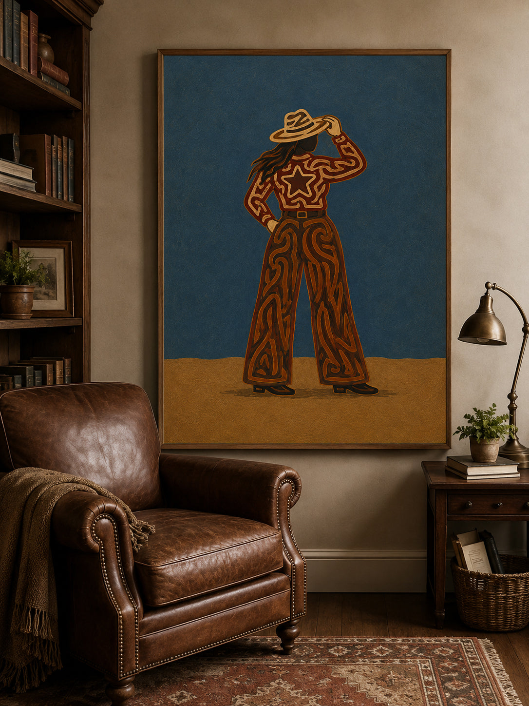 Modern Cowgirl Painting Western Woman Wall Art For Living Room Wall Decor