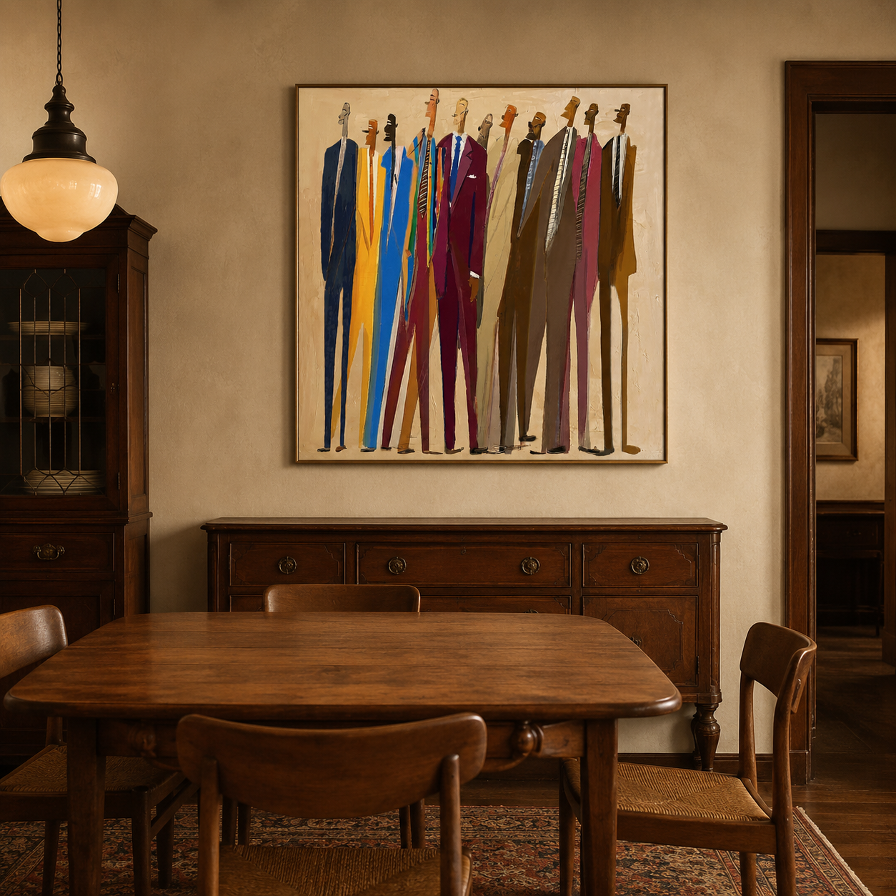 Abstract Men In Suits Painting Modern Figurative Art For Office Decor