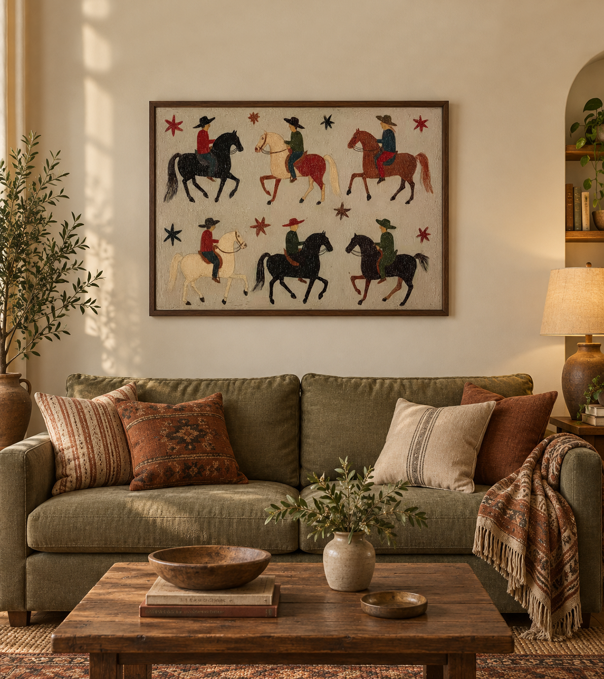 Western Cowboy Art, Cowboy Horse Painting, Southwestern Decor, Ranch Wall Art, Vintage Western Art