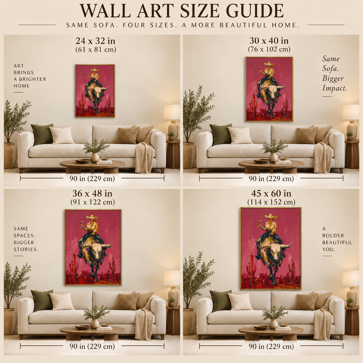 Pink Rodeo Bull Rider Hand-Painted Oil Painting | Southwestern Wall Art