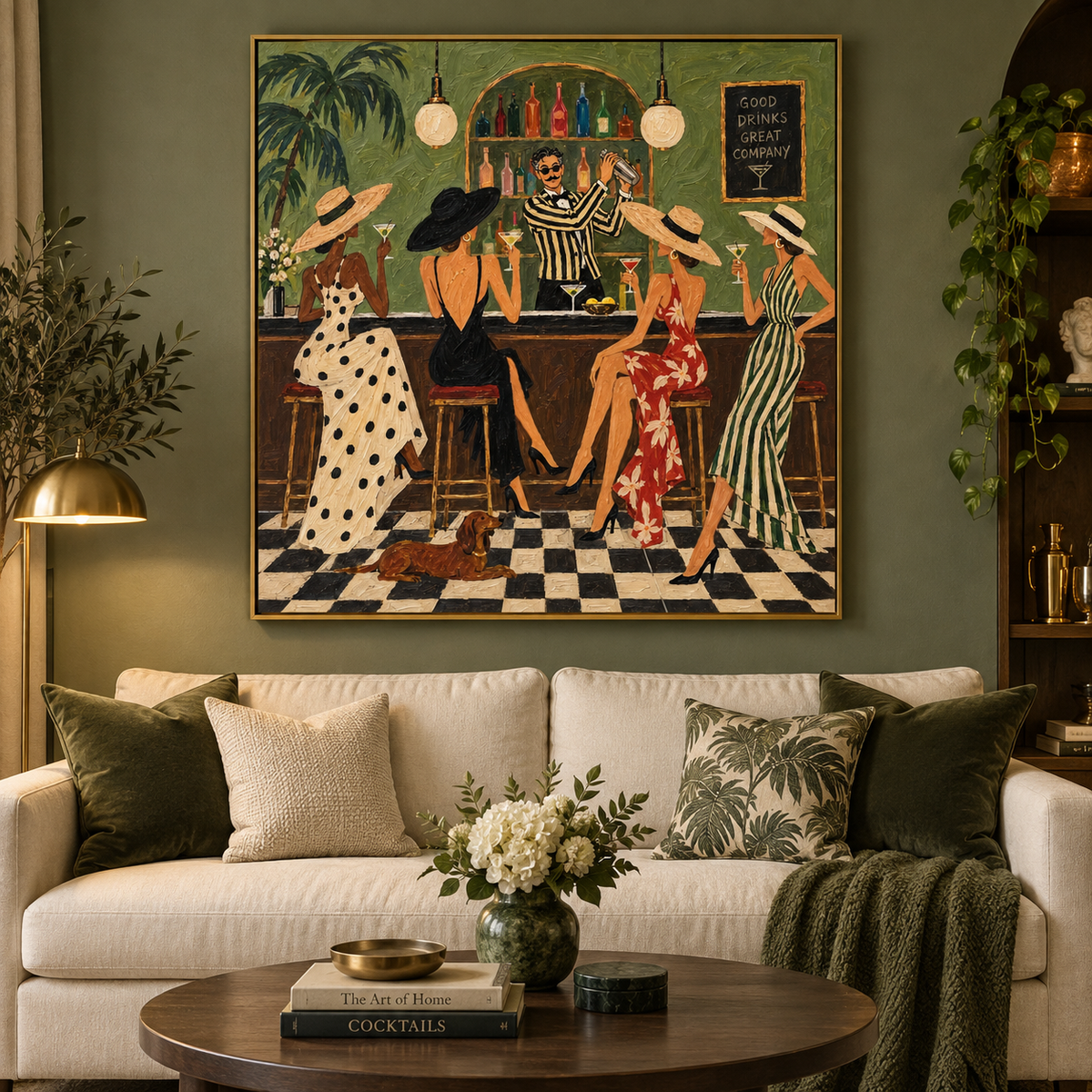 Retro Bar Wall Art For Living Room And Home Bar Decor Original Painting