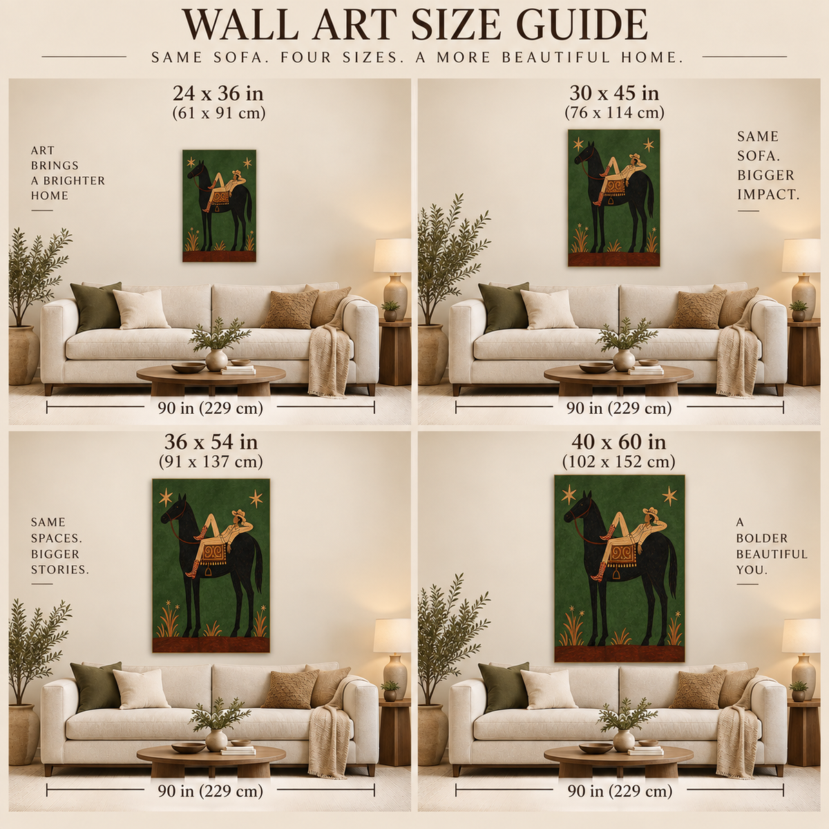 Relaxed Cowboy On Black Horse Canvas Art, Starry Night Western Wall Decor Green Background Fine Art