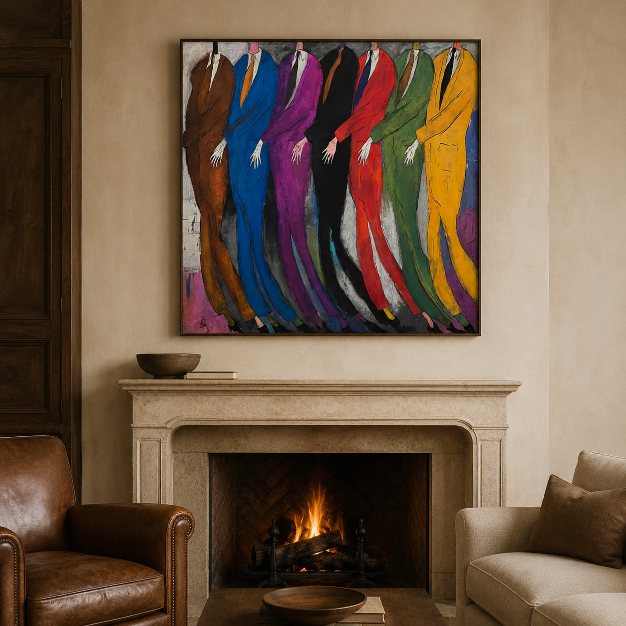 Modern Abstract Men Art Gift Colorful Suits Painting For Office Decor