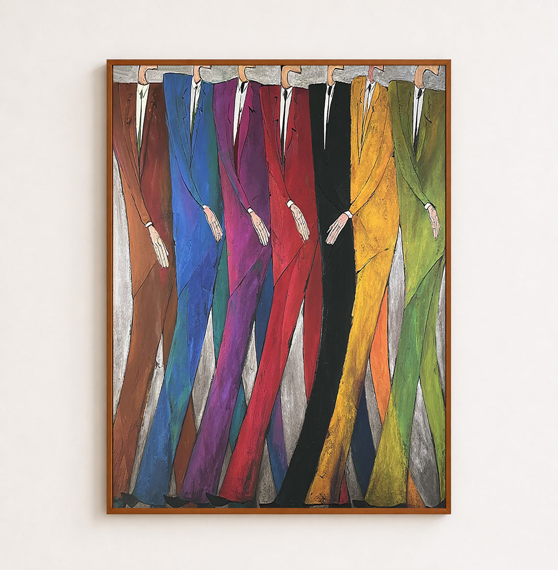 Colorful Abstract Men In Suits Painting For Modern Living Room Wall Art Decor