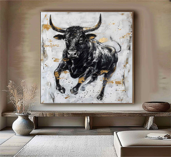 Personalized Gifts Bull Abstract Painting bull painting bull wall art animal painting Bull Wall Art 