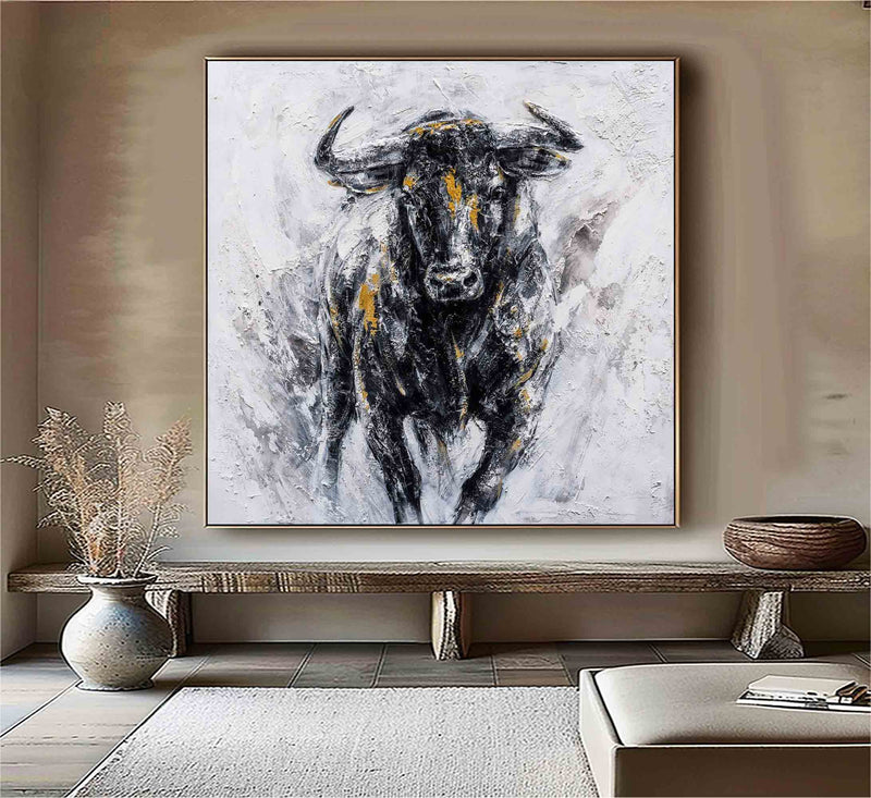 Personalized Gifts Bull Abstract Painting bull painting bull wall art animal painting Bull Wall Art 