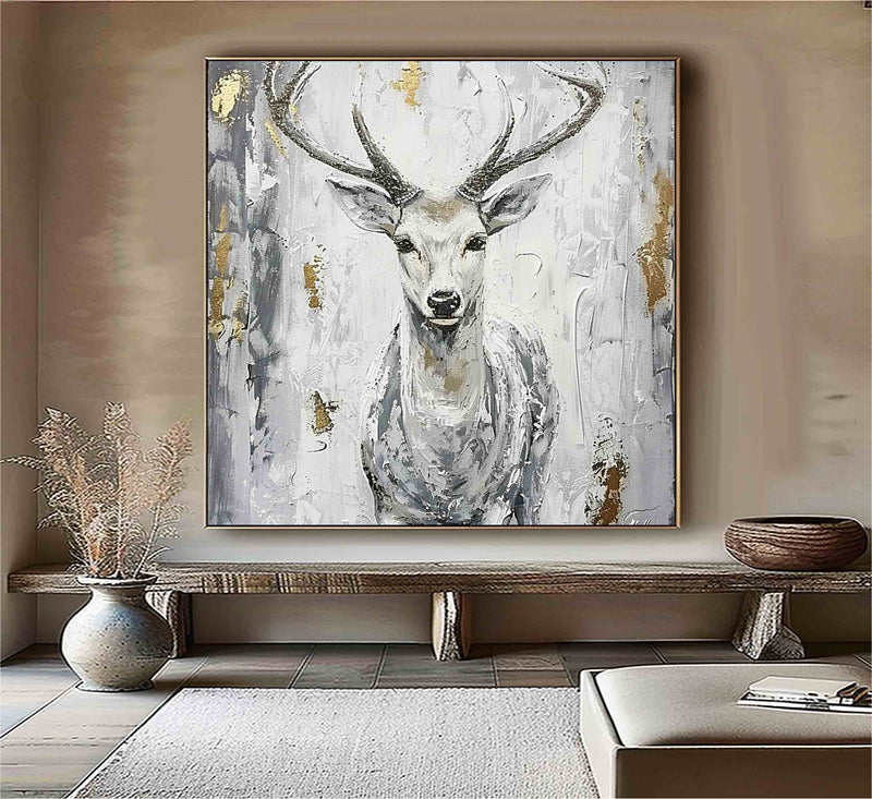 Deer wall decor Deer Canvas Wall Art Deer Abstract Painting Deer Wall Art Large Deer Artwork