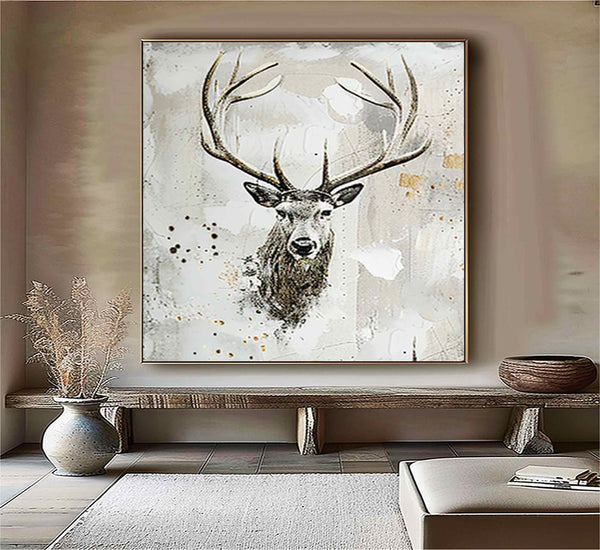 Deer wall decor Deer Canvas Wall Art Deer Abstract Painting Deer Wall Art Large Deer Artwork