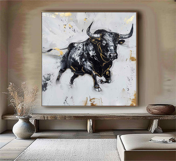 Personalized Gifts Bull Abstract Painting bull painting bull wall art animal painting Bull Wall Art 