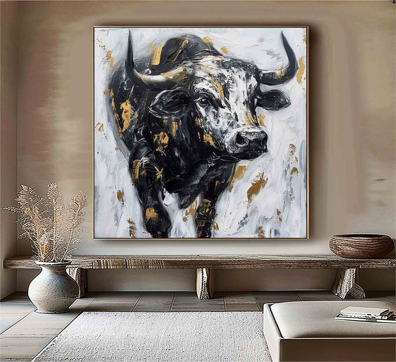 Personalized Gifts Bull Abstract Painting bull painting bull wall art animal painting Bull Wall Art 