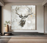 Deer wall decor Deer Canvas Wall Art Deer Abstract Painting Deer Wall Art Large Deer Artwork