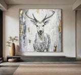 Deer wall decor Deer Canvas Wall Art Deer Abstract Painting Deer Wall Art Large Deer Artwork