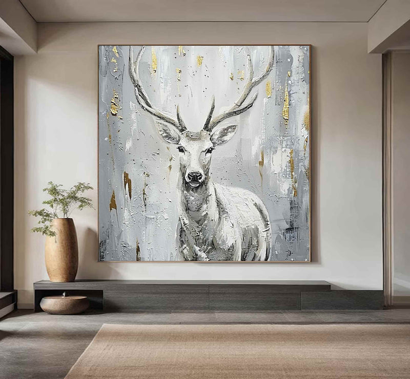 Deer wall decor Deer Canvas Wall Art Deer Abstract Painting Deer Wall Art Large Deer Artwork