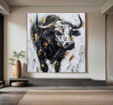 Personalized Gifts Bull Abstract Painting bull painting bull wall art animal painting Bull Wall Art 