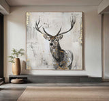 Deer wall decor Deer Canvas Wall Art Deer Abstract Painting Deer Wall Art Large Deer Artwork