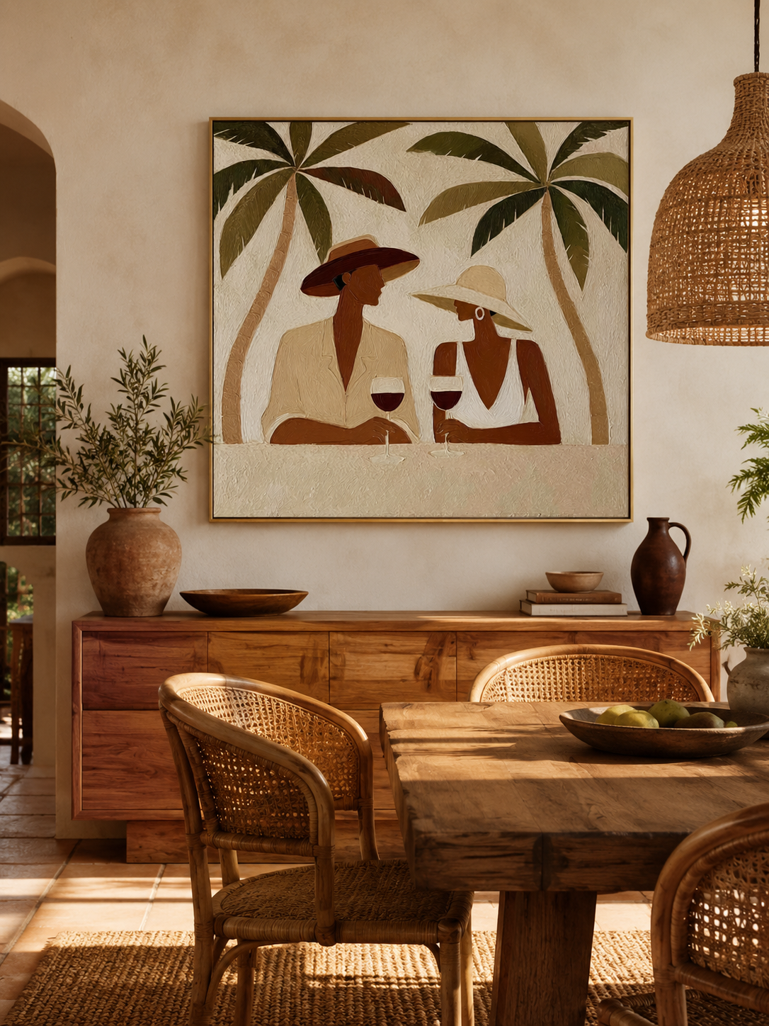 Bohemian Tropical Couple Art Tropical Couple Art For Beach Resort Style Home Wall Decor