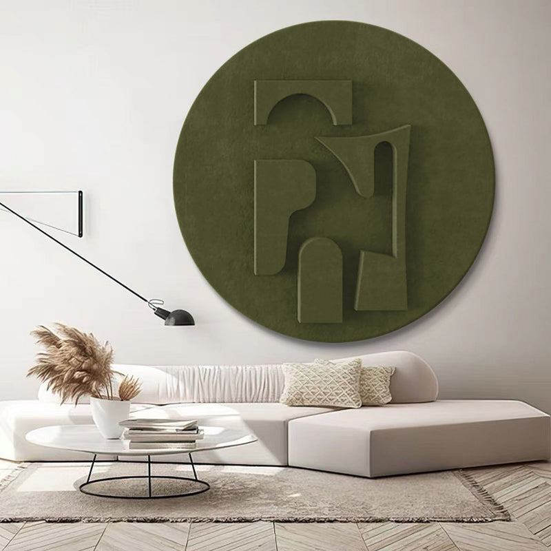 Green Circle Art sculpture Textured Wall Decor Green Circle Sculptured art Painting Customizable colors