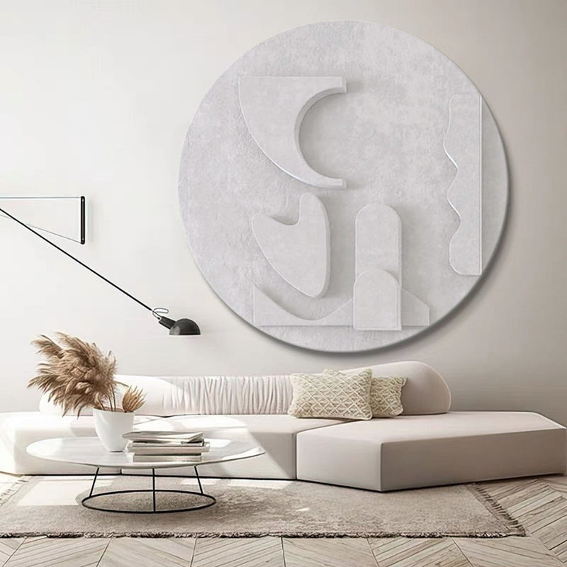 white Circle Art sculpture Textured Wall Decor white Circle Sculptured art Painting white Circle 3D Textured Wall Decor Customizable colors