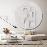 white Circle Sculptured art Painting white Circle 3D Textured Wall Decor Customizable colors