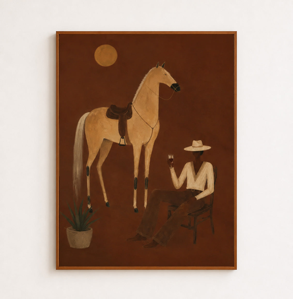Surrealist Vintage Horse And Gentleman Painting Original Canvas Wall Art For Modern Home Office Decor