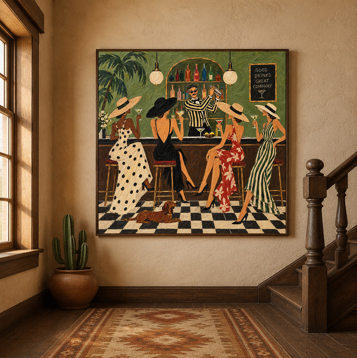 Retro Bar Wall Art For Living Room And Home Bar Decor Original Painting