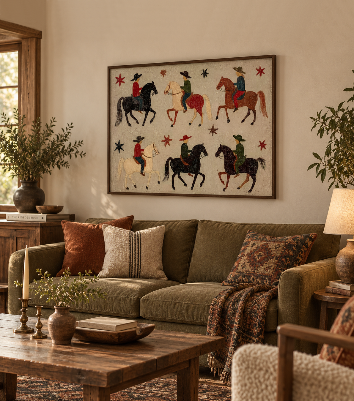 Western Cowboy Art, Cowboy Horse Painting, Southwestern Decor, Ranch Wall Art, Vintage Western Art