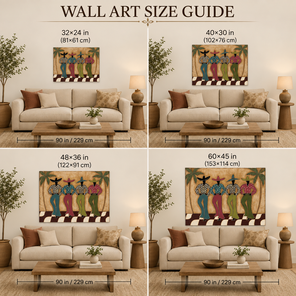 Bohemian Retro Cowboy Painting Original Canvas Art For Southwestern Home Decor