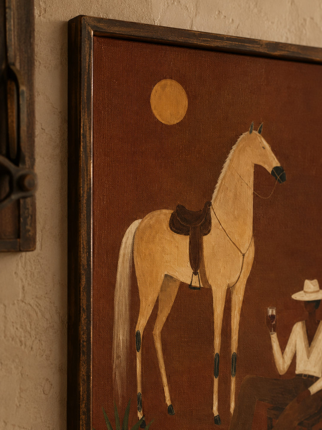 Surrealist Vintage Horse And Gentleman Painting Original Canvas Wall Art For Modern Home Office Decor