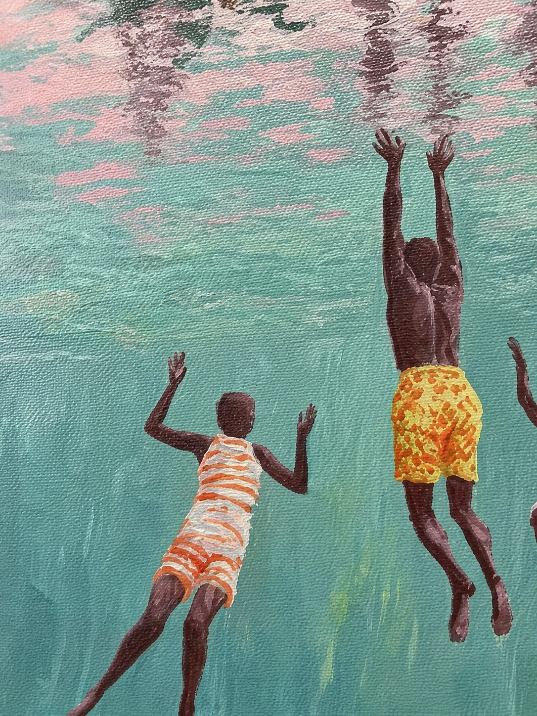Summer Swimming Pool Art For Modern Green Living Room And Kids Decor