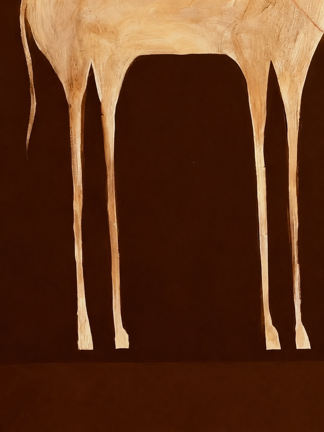 Vintage Horse Artwork Elongated Figure Painting Brown Beige Wall Decor