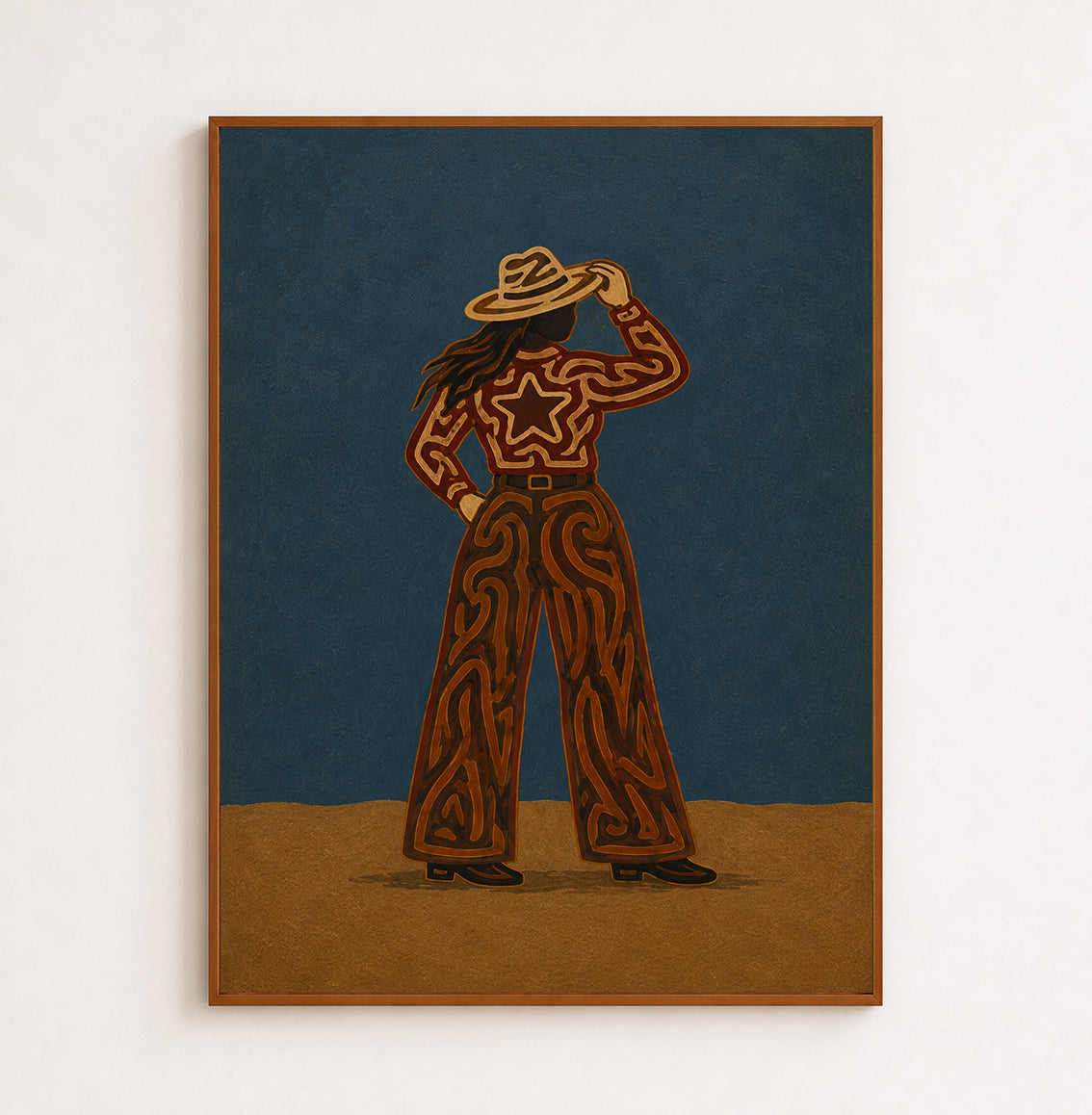 Modern Cowgirl Painting Western Woman Wall Art For Living Room Wall Decor